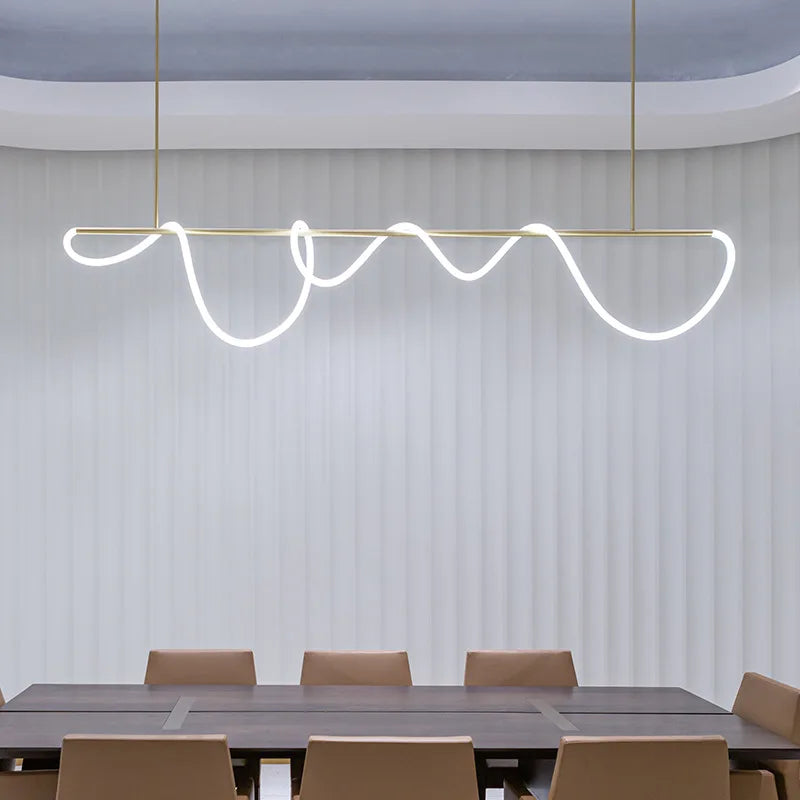 lustre led moderne long tuyau minimaliste pour bar - vue 6 sur 25