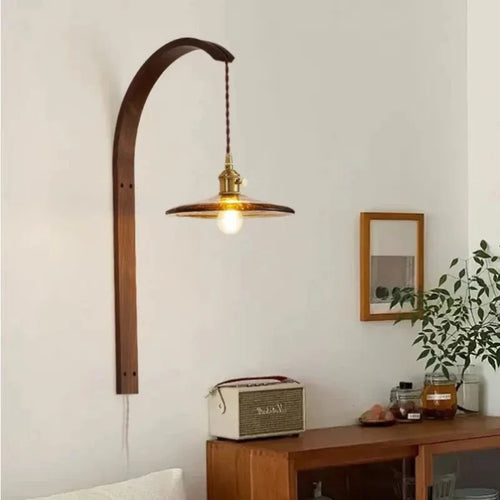 lampe moderne en bois de noyer avec lumière led décorative - vue 4 sur 21