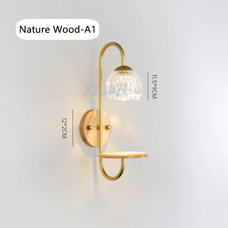 appliques murales led modernes avec étagère en verre transparent - vue 8 sur 10