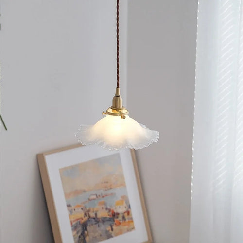 suspension en verre et laiton design nordique vintage - vue 5 sur 6