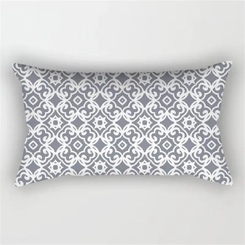 housse de coussin rectangulaire patchwork gris géométrique décorative