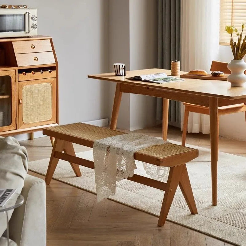 banc en rotin tressé style japonais ancien pour petit espace - vue 2 sur 18