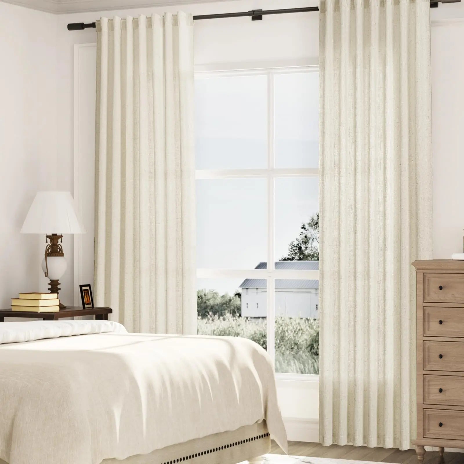 Voilage faux lin sur mesure extra long salon - vue 3 sur 9