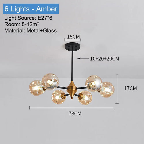 lustre moderne en verre avec éclairage led élégant - vue 14 sur 14