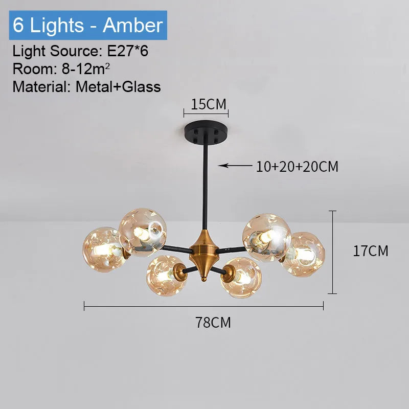 lustre moderne en verre avec éclairage led élégant - vue 13 sur 14