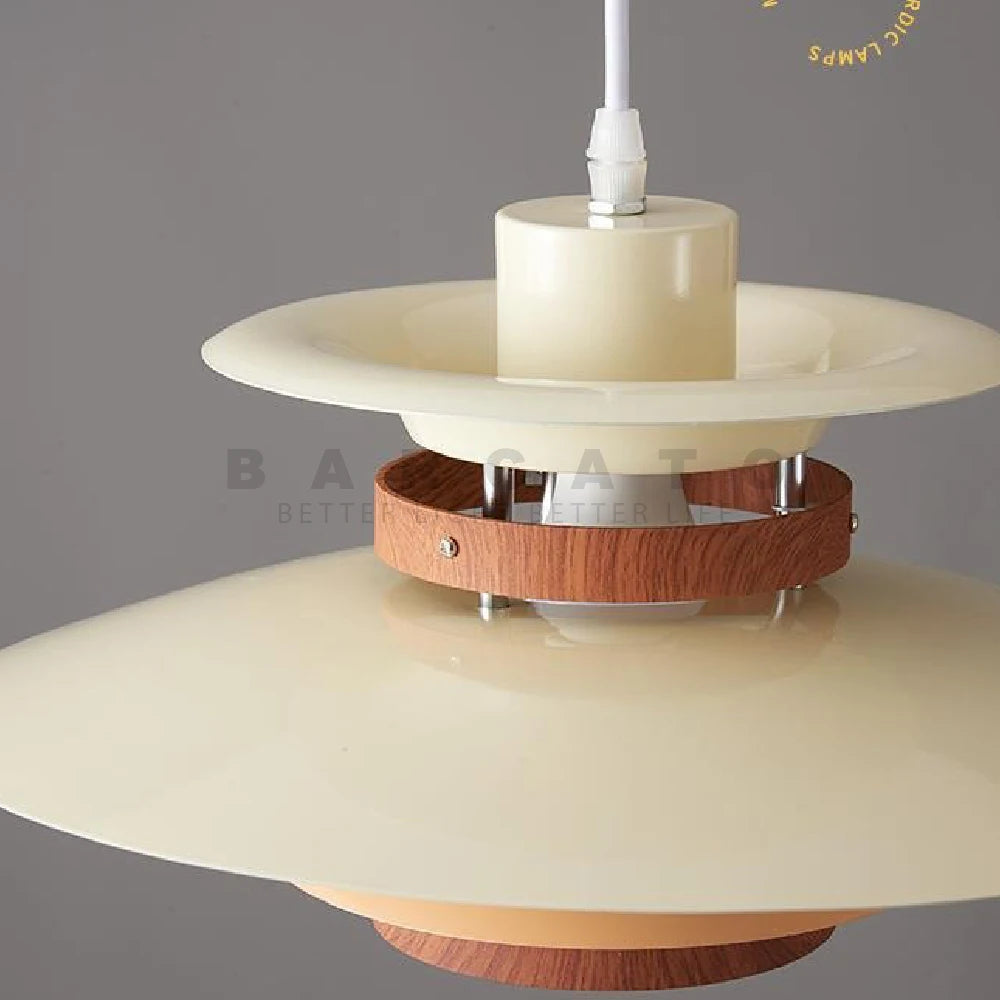 lustre design danois led rétro noyer lampe suspendue - vue 6 sur 12