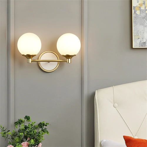 applique murale moderne en verre style nordique double tête - vue 5 sur 8