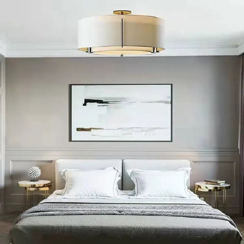 Plafonnier Style chinois LED Simplicité Art Tissu Rond - vue 2 sur 8