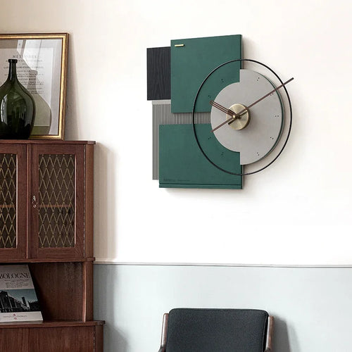 grande horloge murale silencieuse en noyer décoration moderne - vue 3 sur 10