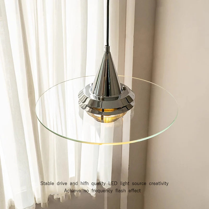 lustre bauhaus en verre clair suspendu pour restaurant - vue 4 sur 10