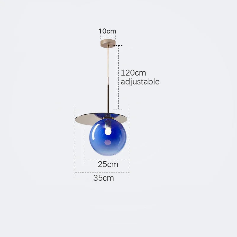 suspension moderne en verre teinté pour décoration intérieure