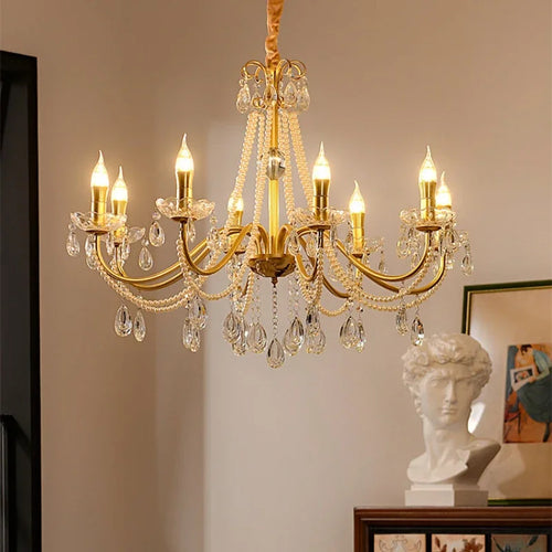 lustre en cristal luxe avec simulation de bougie led - vue 2 sur 7