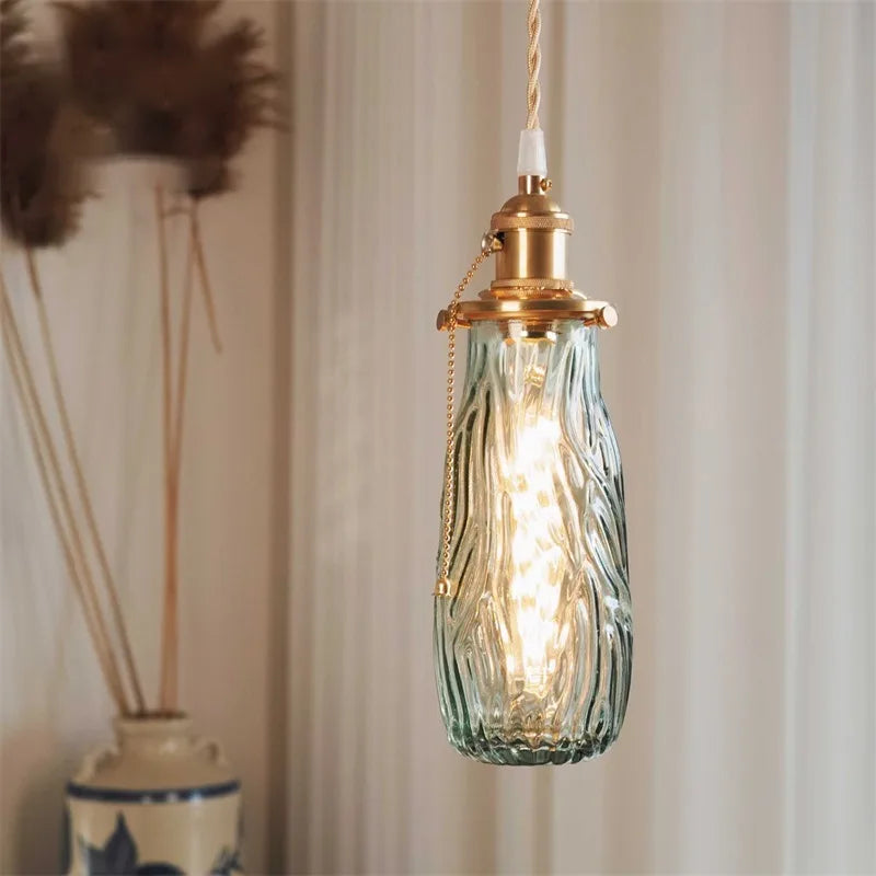 lustre nordique rétro en laiton avec interrupteur à tirage - vue 4 sur 12