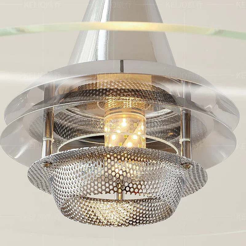 lustre bauhaus en verre clair suspendu pour restaurant - vue 5 sur 10