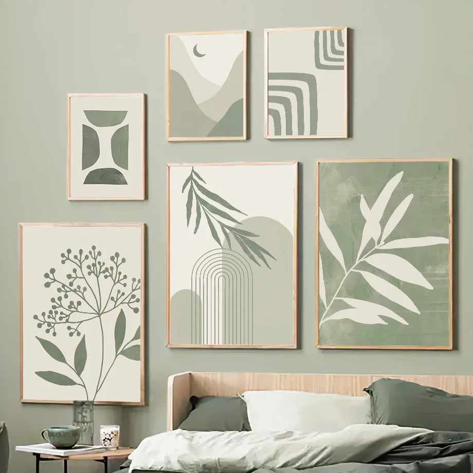 plante géométrique abstraite art mural boho pour décoration intérieure - vue 2 sur 15