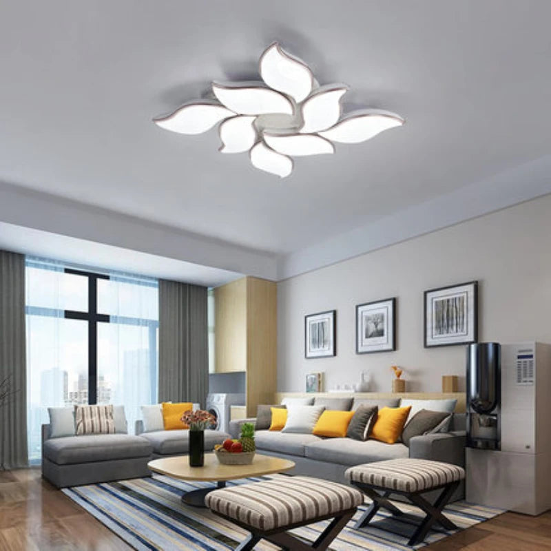 lustre décoratif moderne avec télécommande et motif floral - vue 4 sur 6
