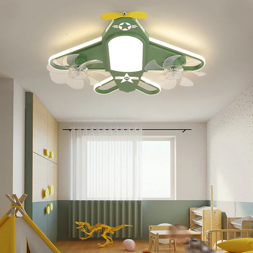 ventilateur de plafond moderne pour enfants avec éclairage led dimmable et déco à distance - vue 5 sur 10