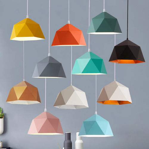 lustre nordique macarone géométrique led décoratif suspendu - vue 3 sur 13