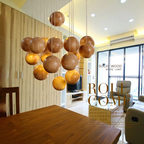 Suspension en bois nordique moderne meubles de salle à manger LED lumières décor à la maison salon villa hôtel - vue 4 sur 6