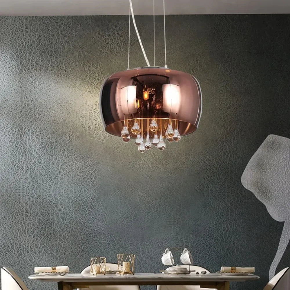 Lustre en verre de cristal de luxe moderne pour salon fumée Cognac plafonnier luminaires suspendus Suspension en verre - vue 3 sur 10