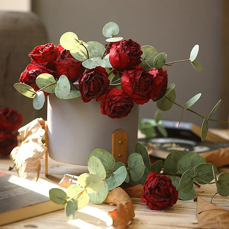 bouquet de roses artificielles en soie décorations rétro pour divers espaces - vue 5 sur 9