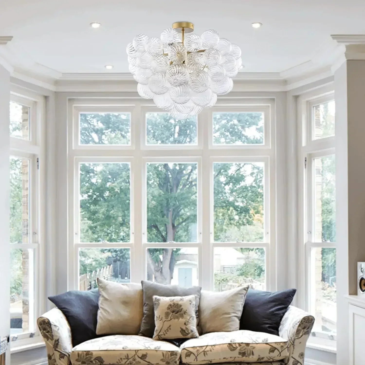 suspension en verre doré moderne pour décoration intérieure - vue 2 sur 7