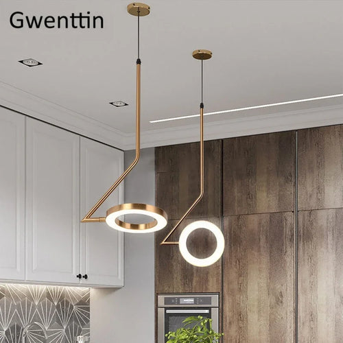 lustre anneau lune suspension moderne pour décoration intérieure - vue 4 sur 7