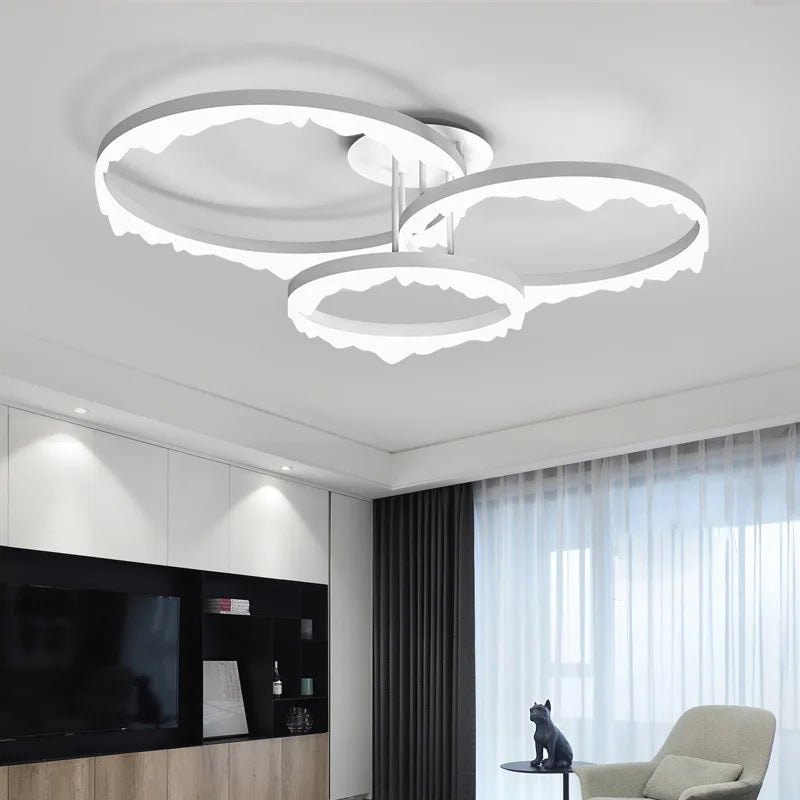 lustre led moderne minimaliste éclairage intérieur design élégant - vue 4 sur 8