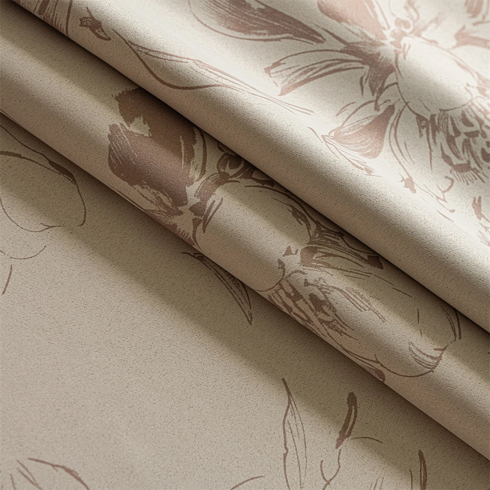 Rideau occultant motifs floraux style chinois chambre salon - vue 7 sur 8