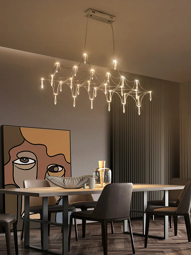 lustre postmoderne en cristal de luxe design nordique led - vue 4 sur 6