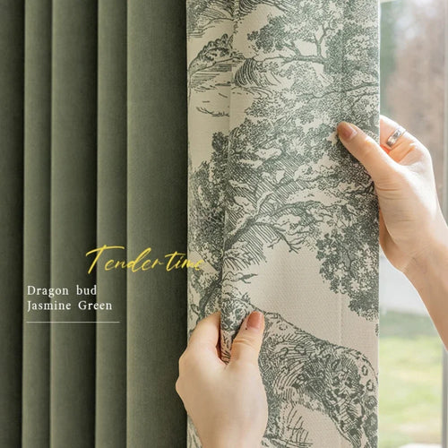 Rideau occultant motif floral moderne sur mesure salon - vue 4 sur 7