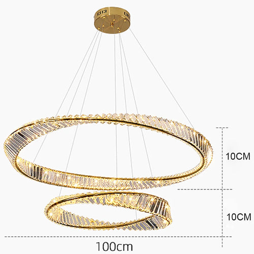 Crystal LED Chandelier for Living Room Kitchen Bedroom Ceiling Pendant Lamp, Gold Modern Remote Control Hanging Light - vue 7 sur 11