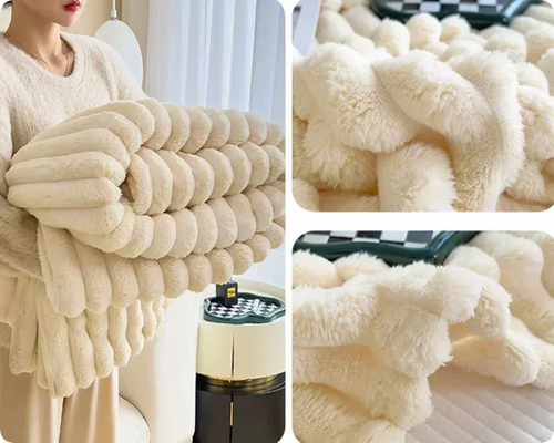 plaid épais doux style uni pour lit cocooning - vue 3 sur 7