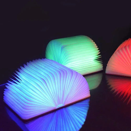 3D pliant créatif LED veilleuse RGB couleur USB Recharge en bois livre lumière décor chambre bureau lampe de Table pour enfant cadeau d'anniversaire - vue 3 sur 10