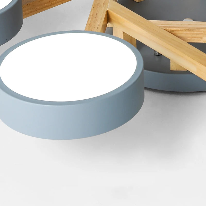 lustre led style nordique moderne en bois massif - vue 6 sur 15