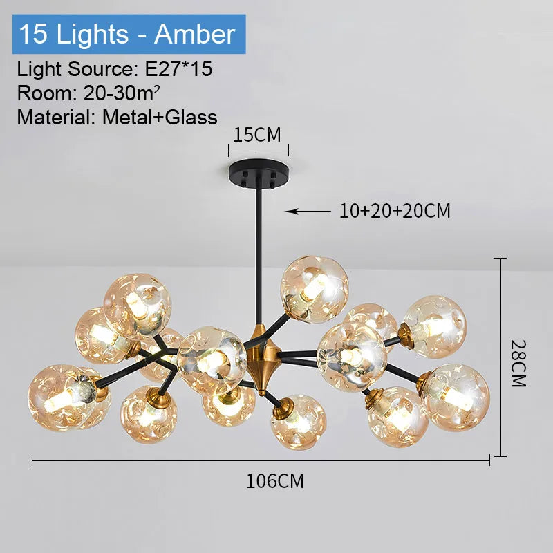 lustre moderne en verre avec éclairage led élégant - vue 9 sur 14