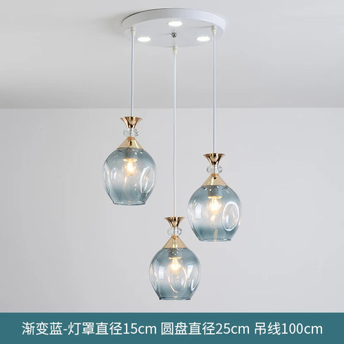 lustre suspendu en verre teinté pour décoration nordique de restaurant - vue 12 sur 12