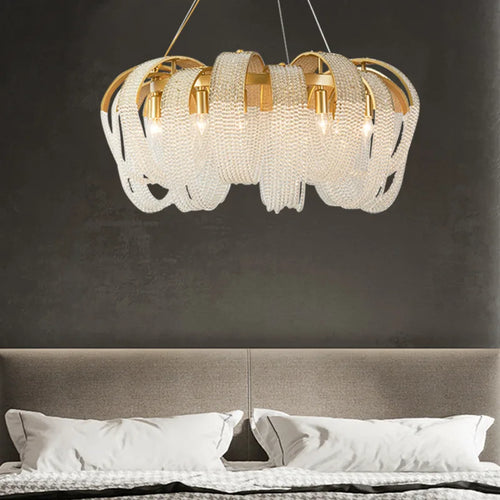 Lustre en cristal à pampilles de luxe américain post-moderne - vue 3 sur 10