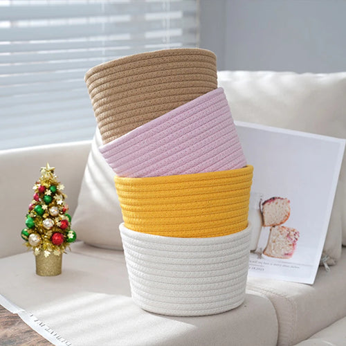 paniers de rangement en corde de coton pour jouets et objets divers - vue 7 sur 12