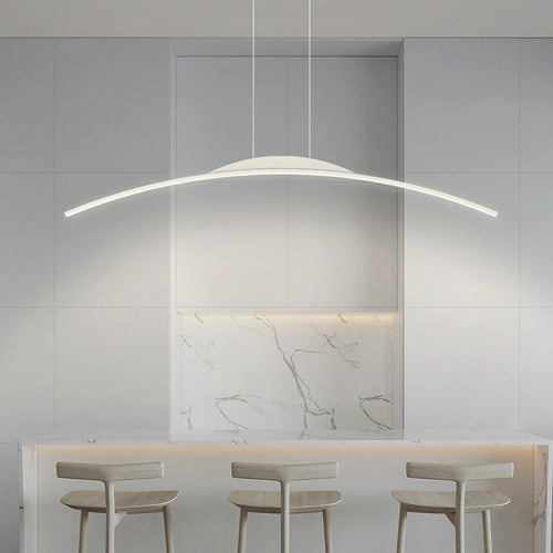 lustre suspension nordique ligne longue cuisine bar île éclairage - vue 5 sur 12