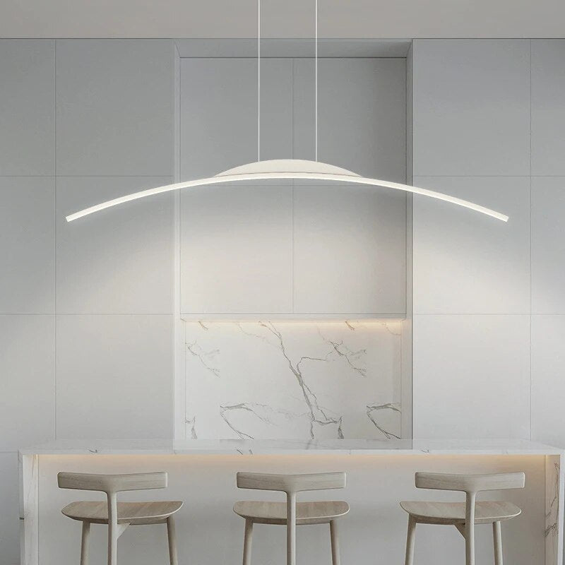 lustre suspension nordique ligne longue cuisine bar île éclairage - vue 4 sur 12