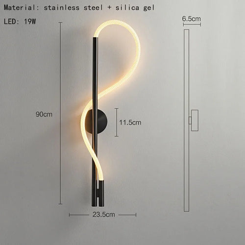 applique murale led en acier inoxydable 	 style tube acrylique - vue 9 sur 9