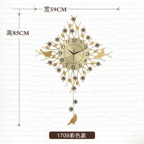 horloge murale à pendule design européen en métal unique - vue 13 sur 19