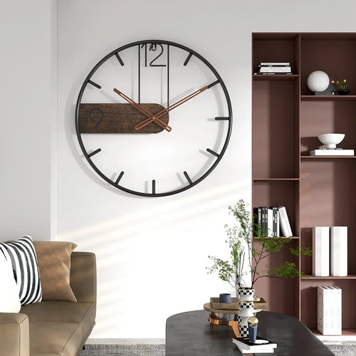 horloge murale nordique ronde en métal pour décoration moderne - vue 4 sur 5