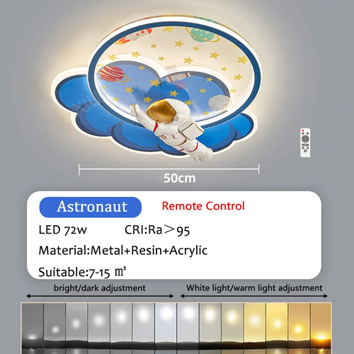 lustre astronaute forme nuage led variateur télécommande protection yeux - vue 12 sur 11