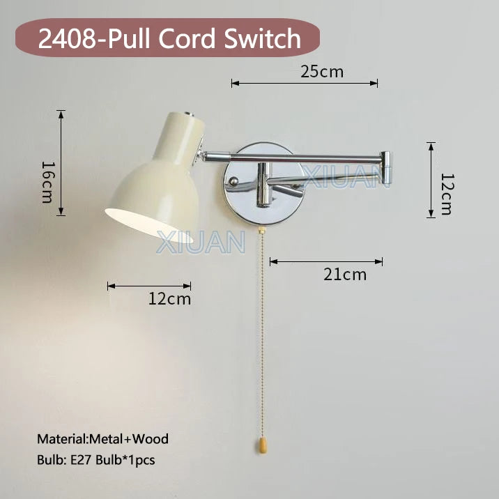 applique murale moderne bras pivotant led en tissu plissé métal - vue 18 sur 23