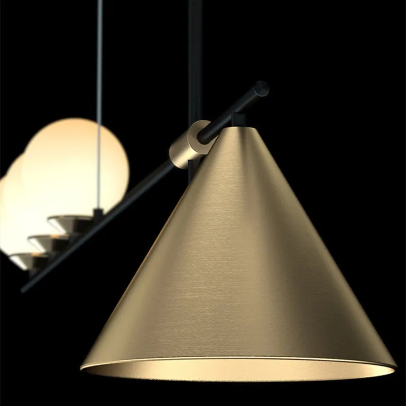 lustre industriel minimaliste en verre et led design - vue 5 sur 18
