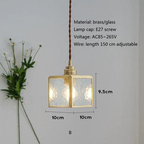 suspension vintage en cuivre avec verre pour éclairage intérieur - vue 10 sur 9