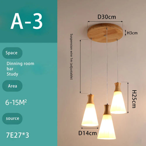 lustre en bois massif et verre luminaire suspendu - vue 14 sur 15