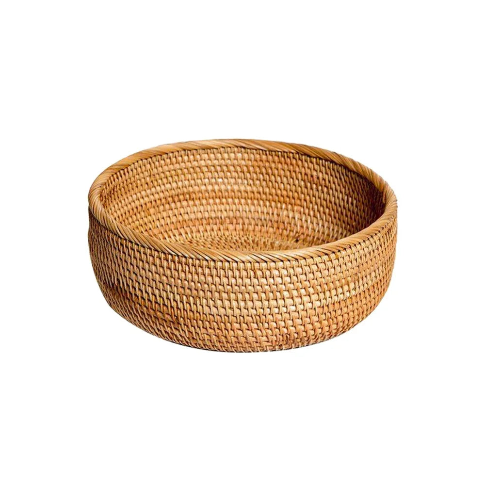 panier rond en rotin tissé pour fruits et collations - vue 12 sur 13